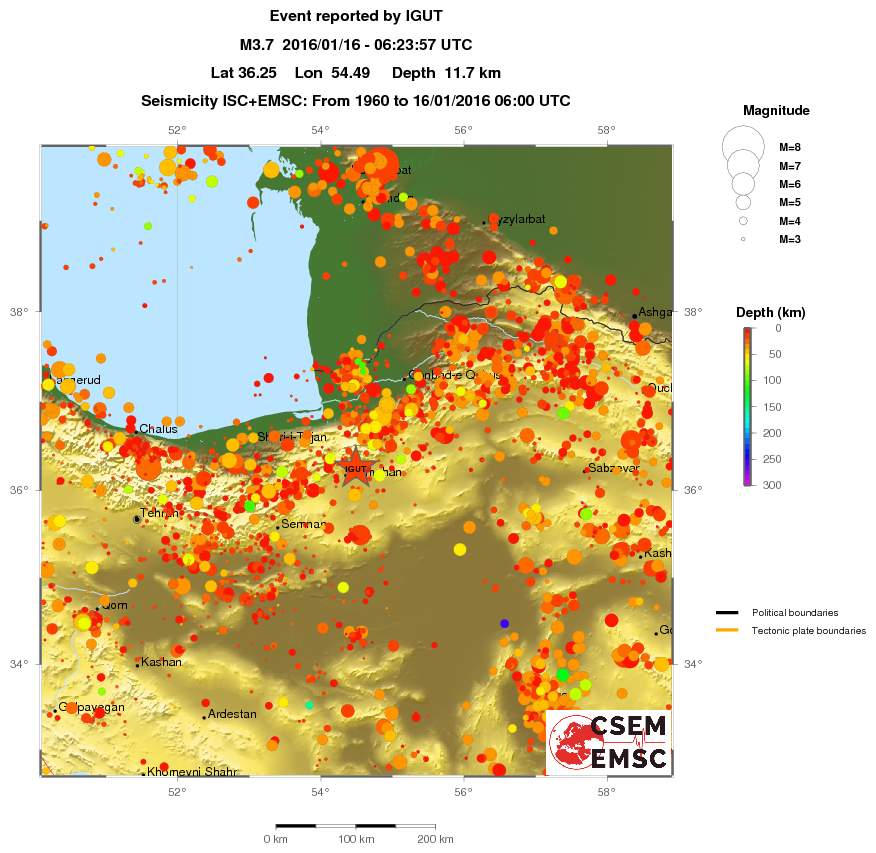 regional depth historical seismicity