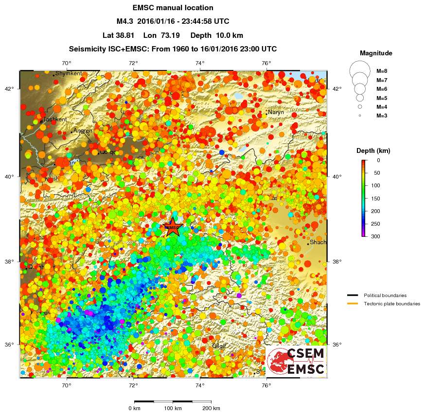 regional depth historical seismicity