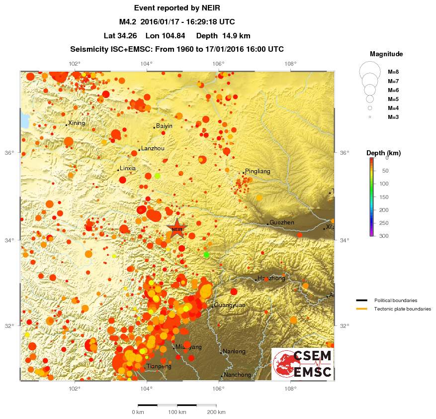 regional depth historical seismicity