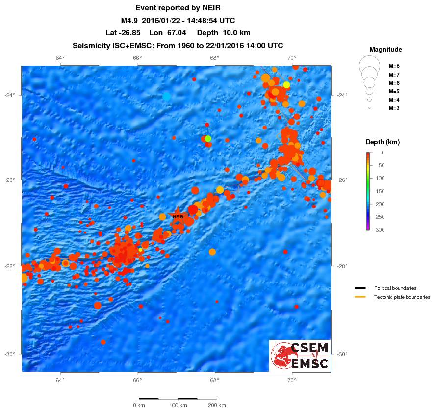 regional depth historical seismicity