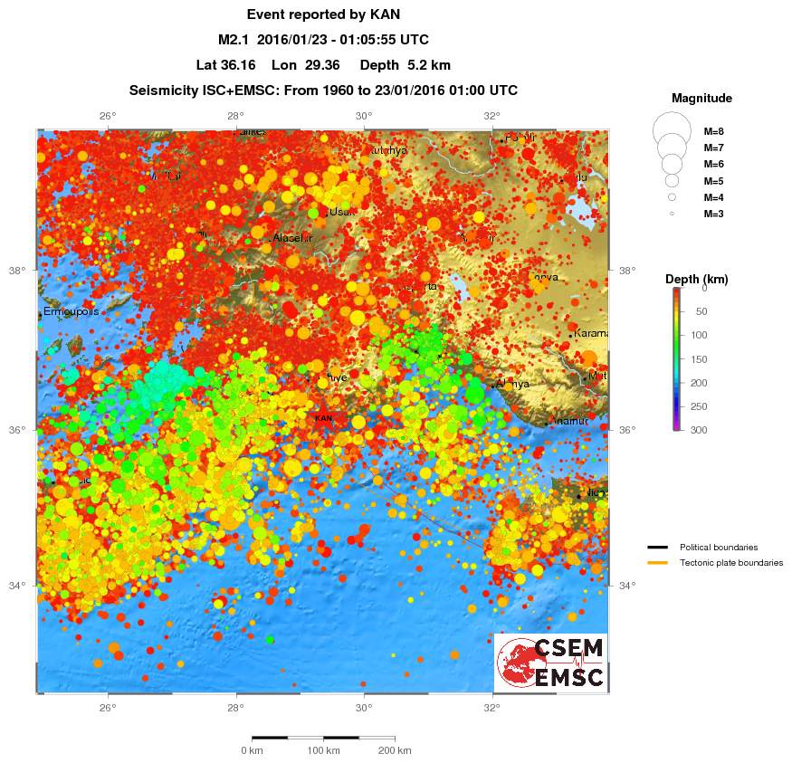 regional depth historical seismicity