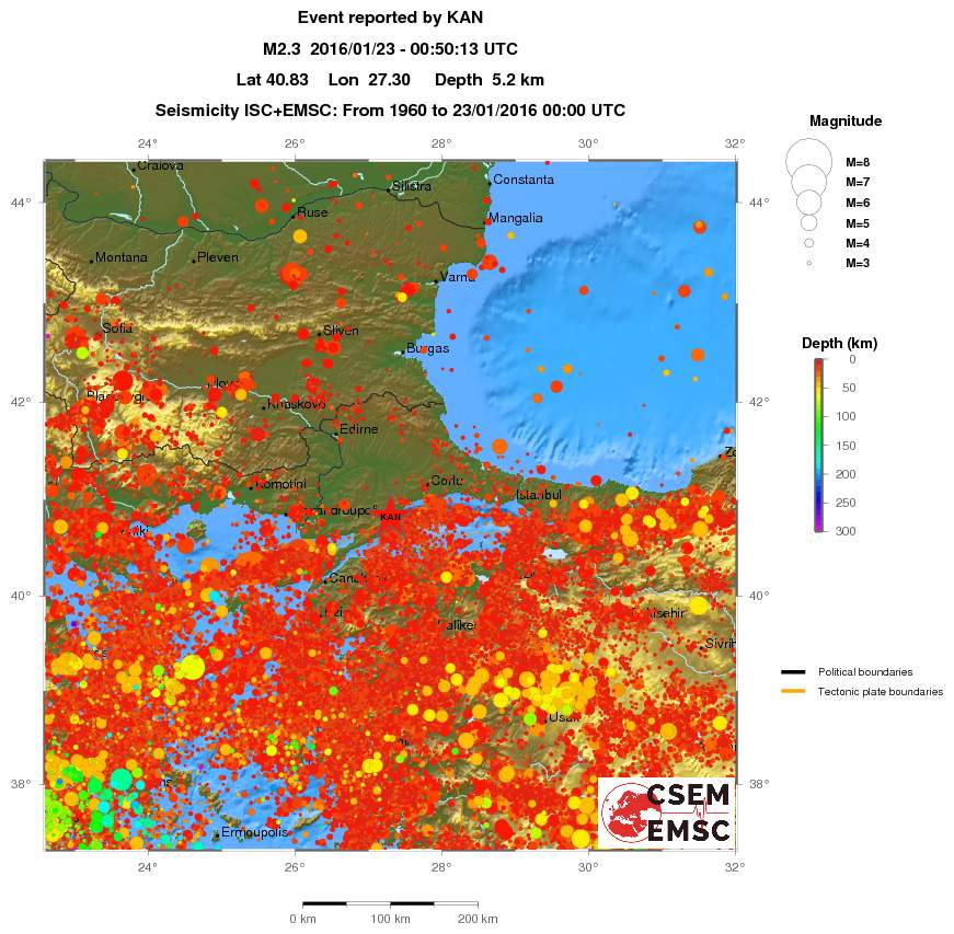 regional depth historical seismicity