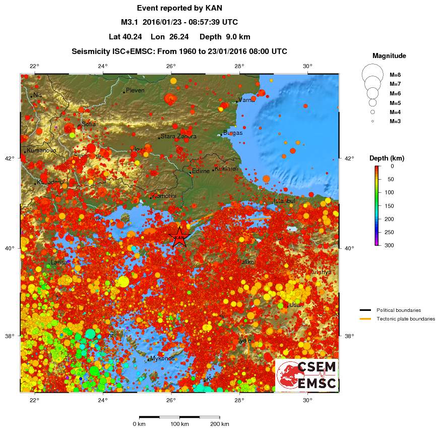 regional depth historical seismicity