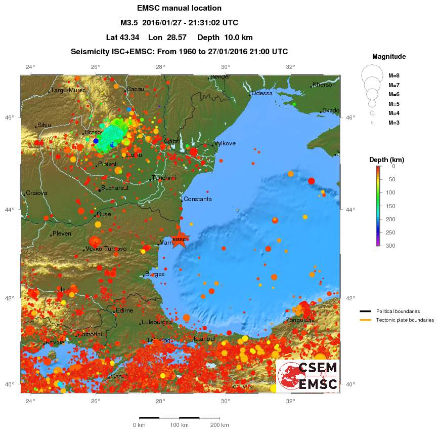 regional depth historical seismicity