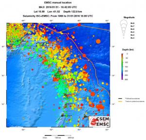 regional depth historical seismicity