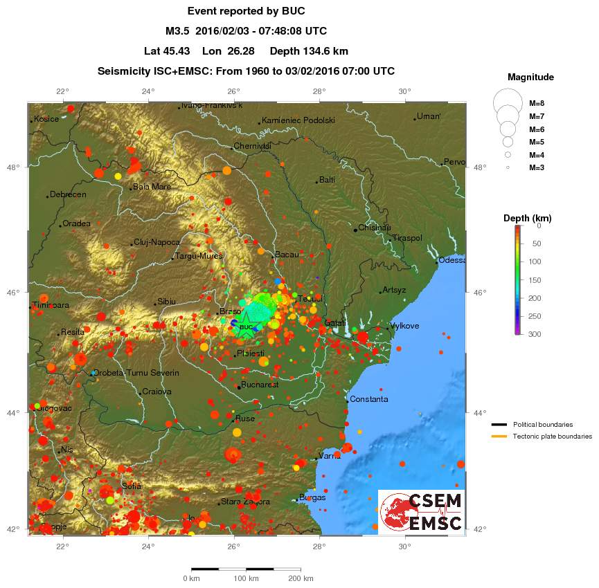 regional depth historical seismicity