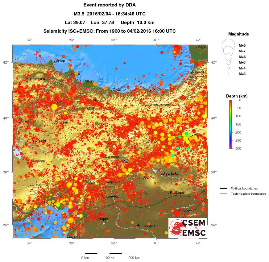 regional depth historical seismicity