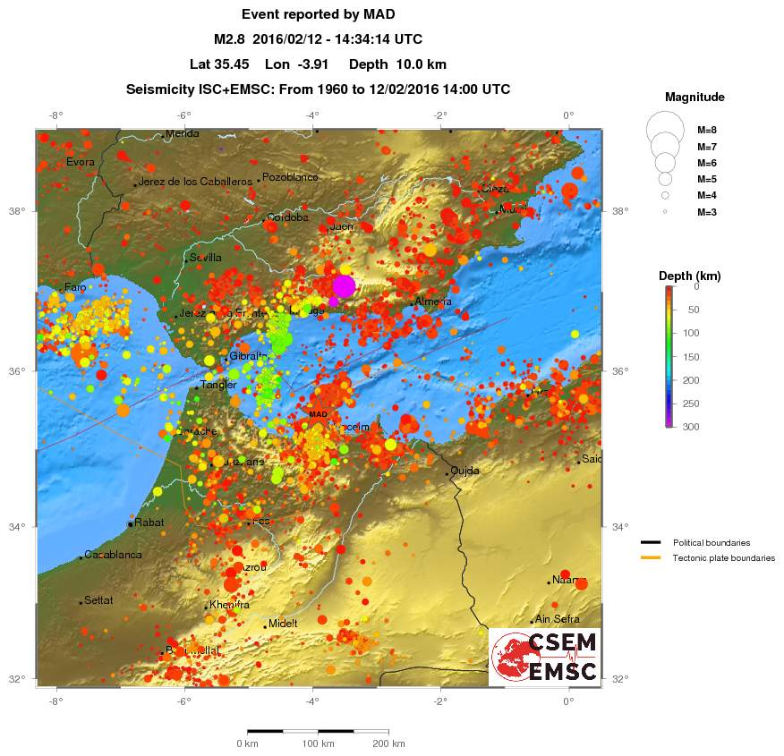 regional depth historical seismicity