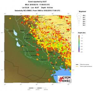 regional depth historical seismicity