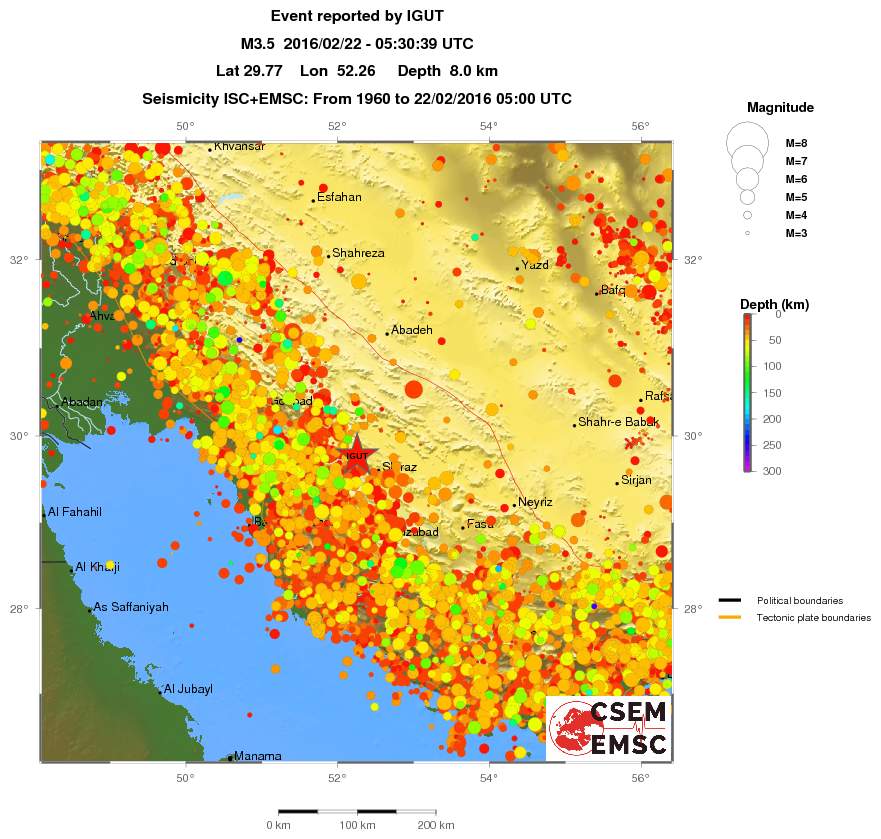 regional depth historical seismicity