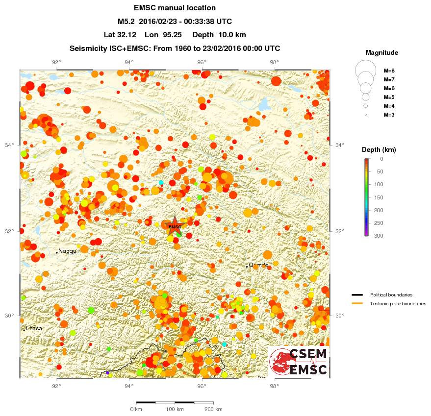 regional depth historical seismicity