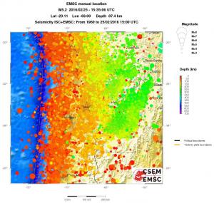 regional depth historical seismicity