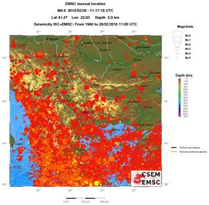 regional depth historical seismicity