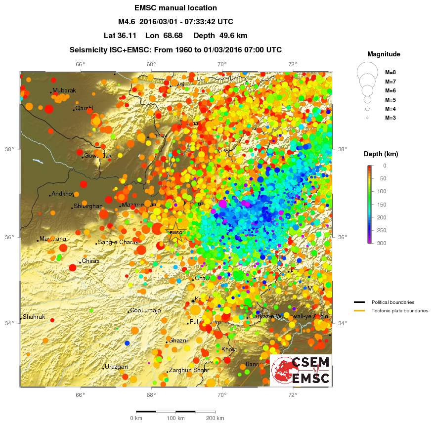 regional depth historical seismicity