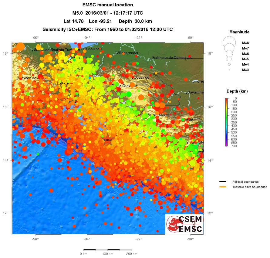 regional depth historical seismicity