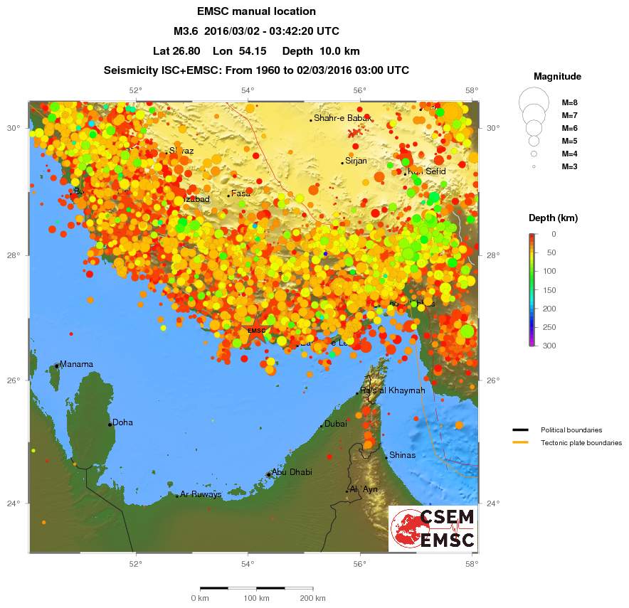 regional depth historical seismicity