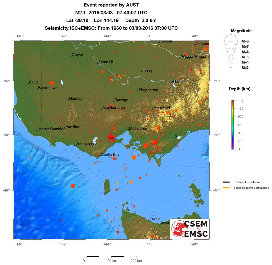 regional depth historical seismicity
