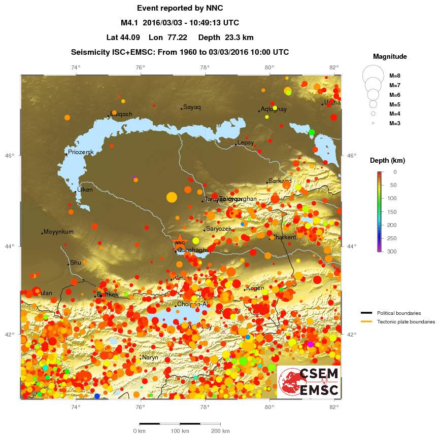 regional depth historical seismicity