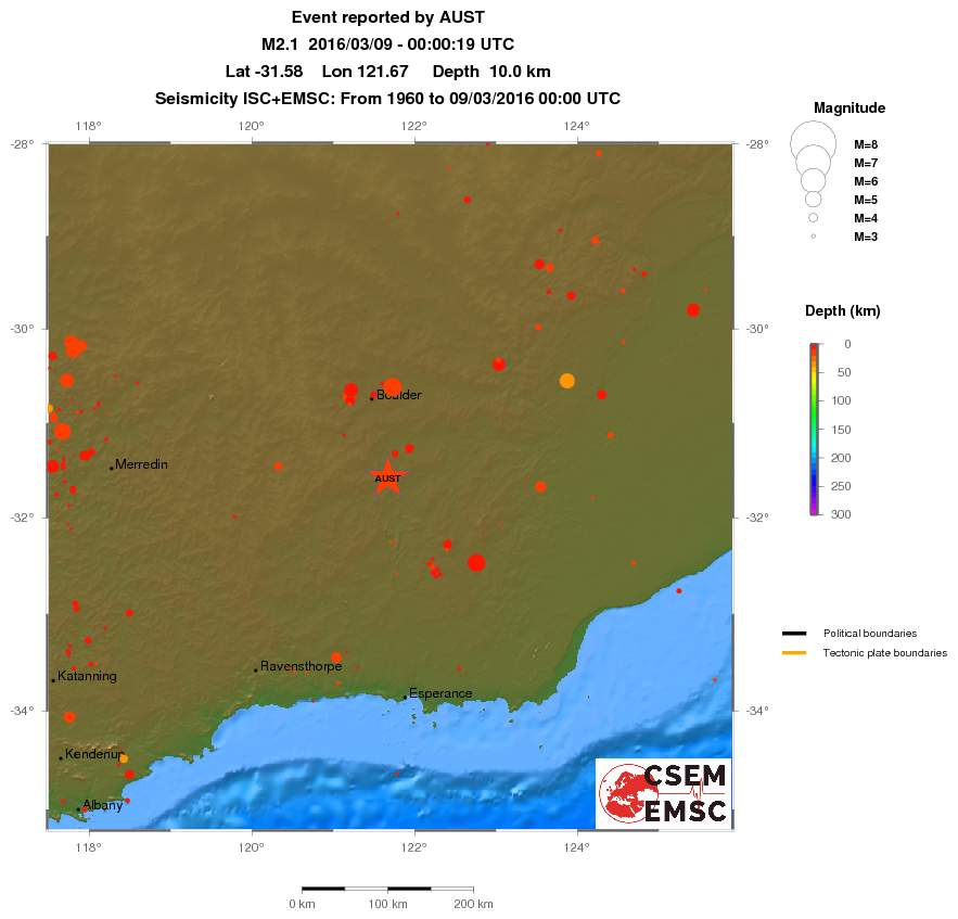 regional depth historical seismicity