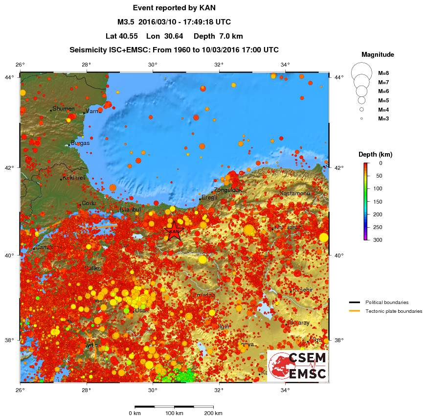 regional depth historical seismicity