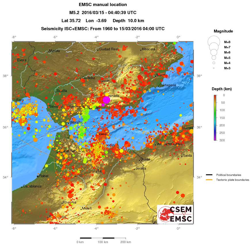 regional depth historical seismicity