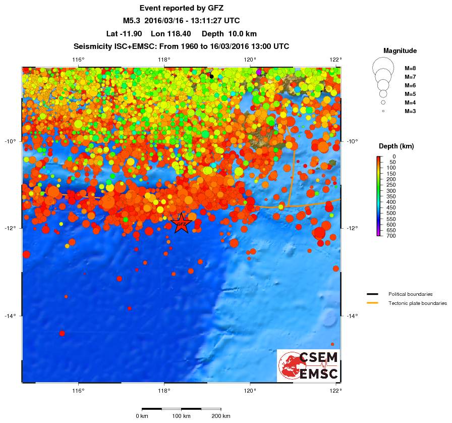 regional depth historical seismicity