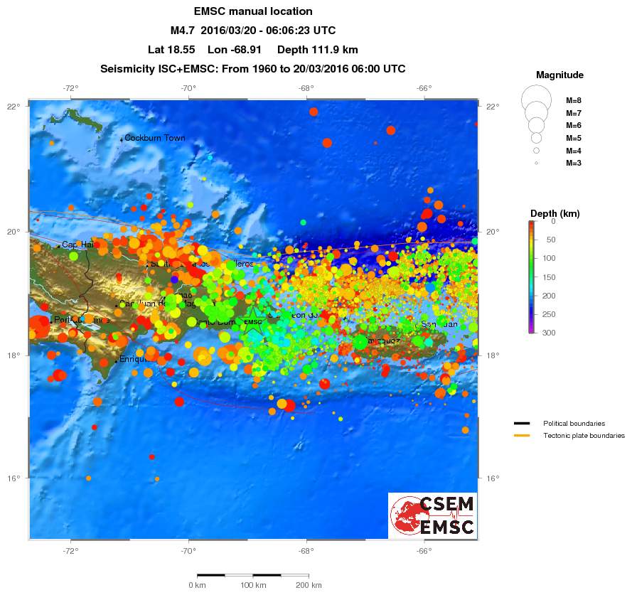 regional depth historical seismicity