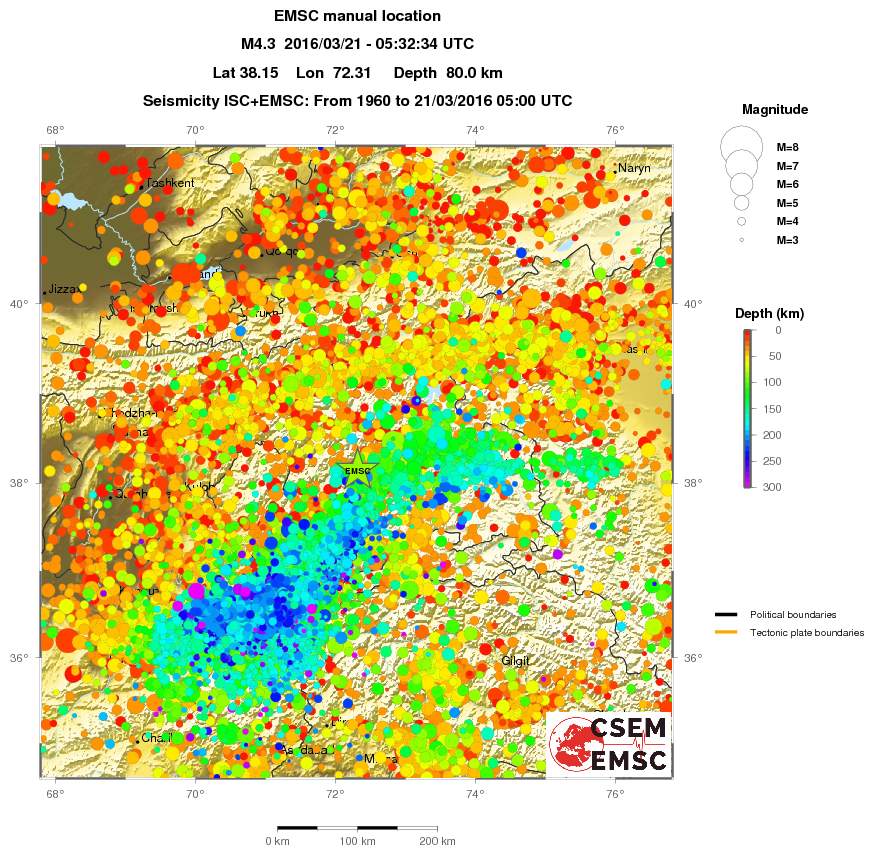 regional depth historical seismicity