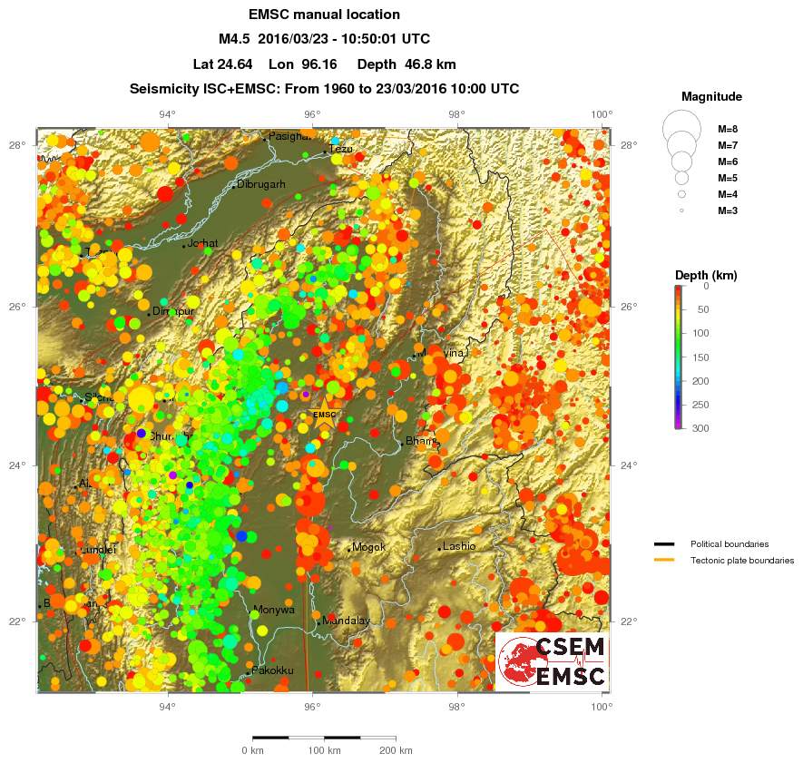 regional depth historical seismicity