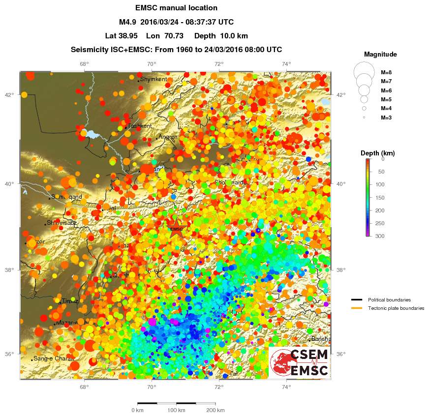 regional depth historical seismicity