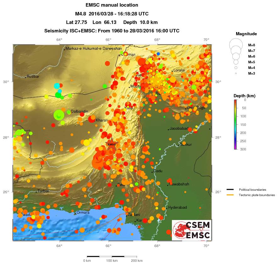 regional depth historical seismicity