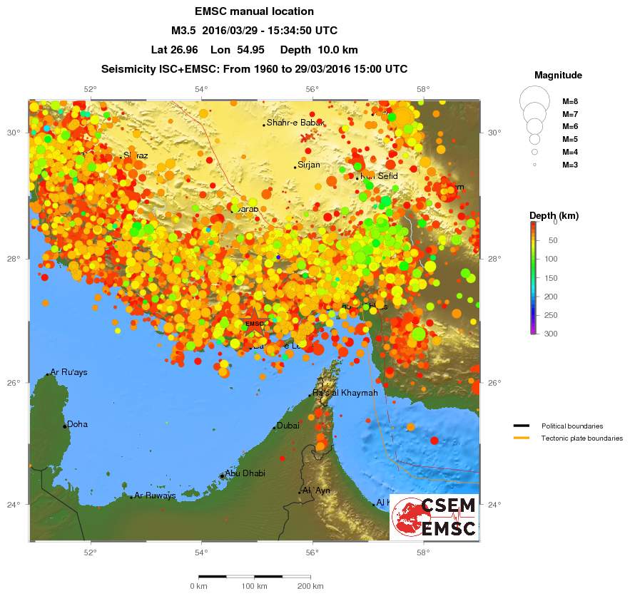 regional depth historical seismicity