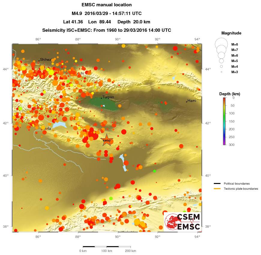 regional depth historical seismicity