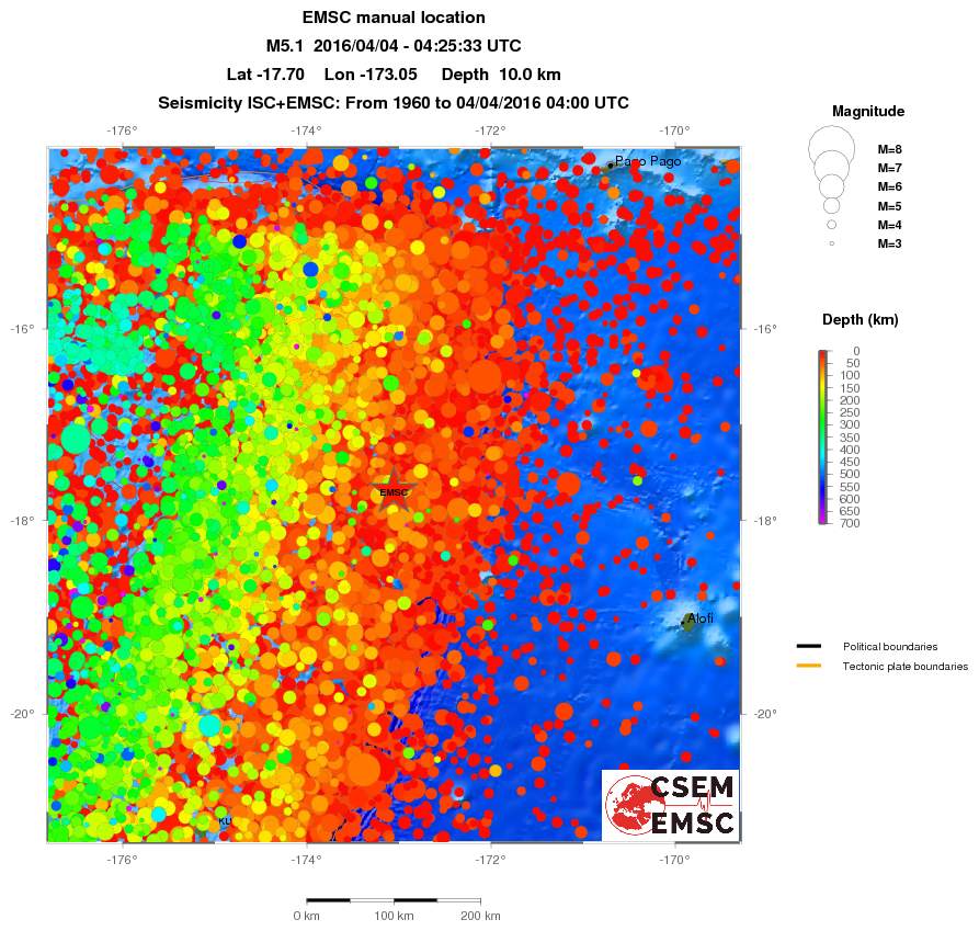 regional depth historical seismicity