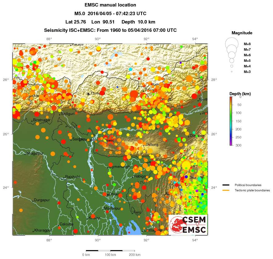 regional depth historical seismicity