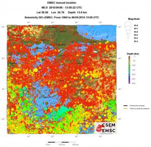 regional depth historical seismicity