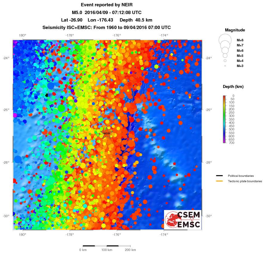 regional depth historical seismicity