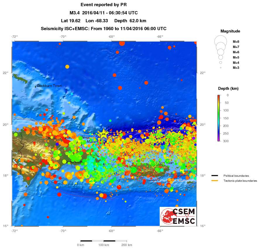 regional depth historical seismicity