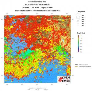 regional depth historical seismicity