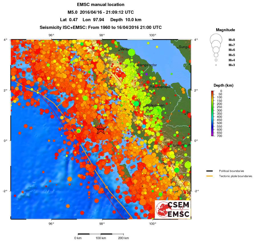 regional depth historical seismicity