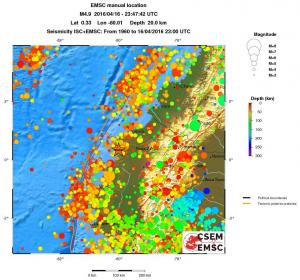 regional depth historical seismicity