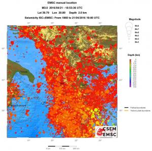 regional depth historical seismicity