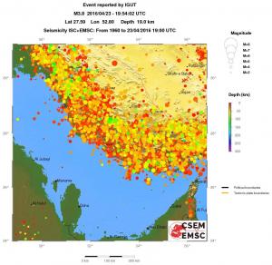 regional depth historical seismicity
