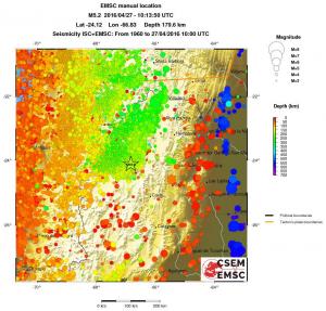 regional depth historical seismicity