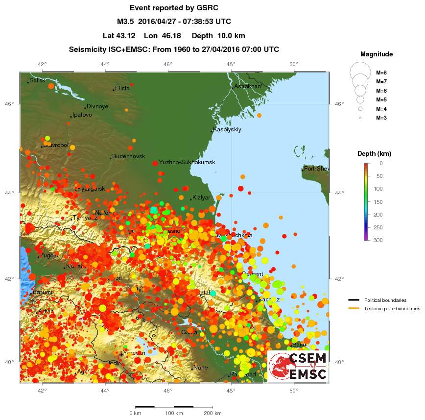 regional depth historical seismicity
