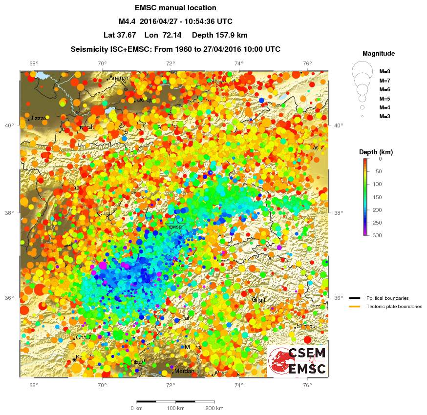 regional depth historical seismicity