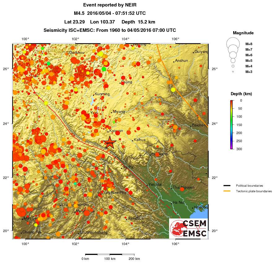 regional depth historical seismicity