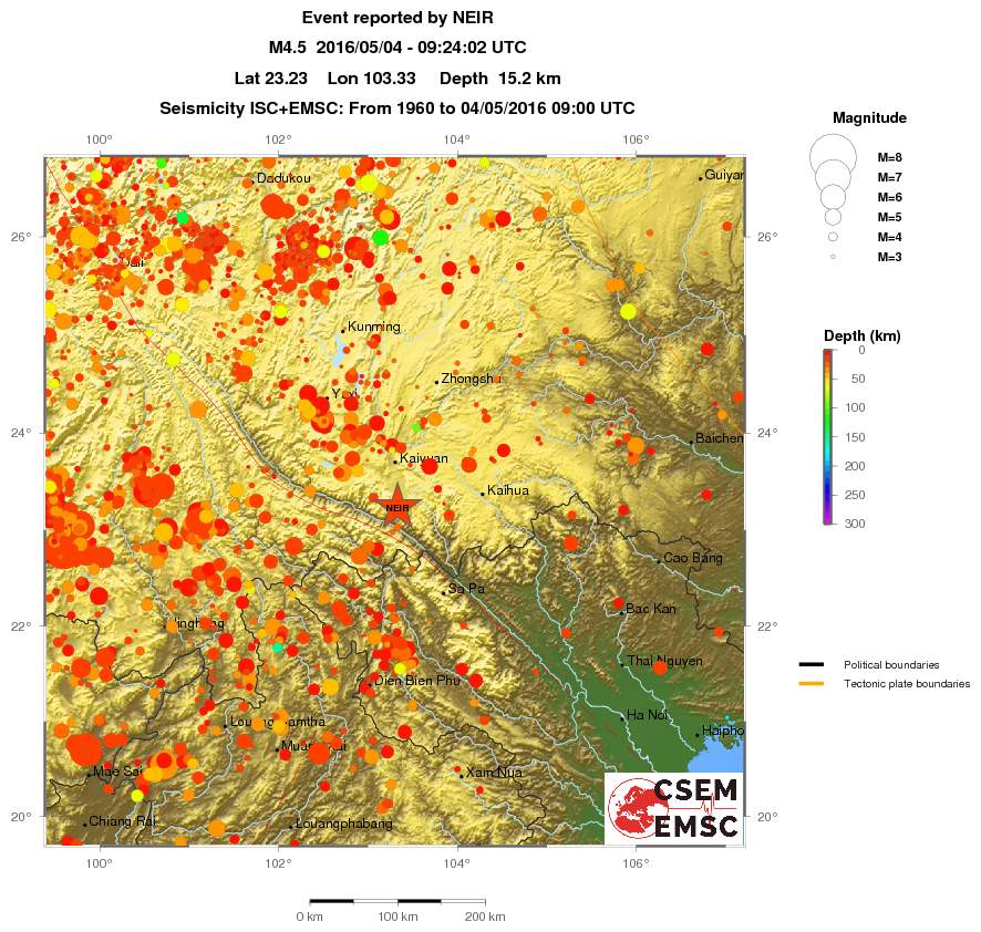 regional depth historical seismicity