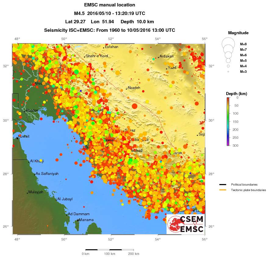regional depth historical seismicity
