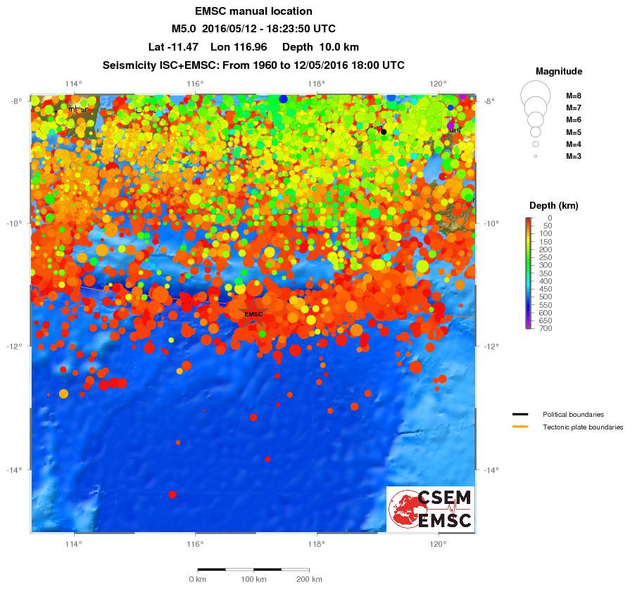 regional depth historical seismicity